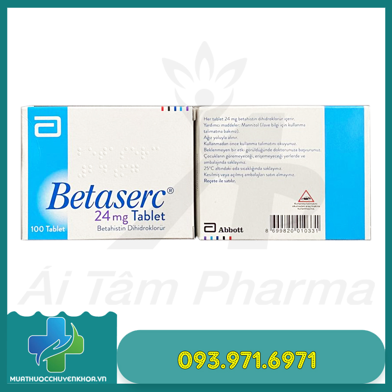 Thuốc Betaserc 24mg (Betahistine) - Điều Trị Hội Chứng Méniere 6 Thuoc Betaserc 24mg Hop 100 vien