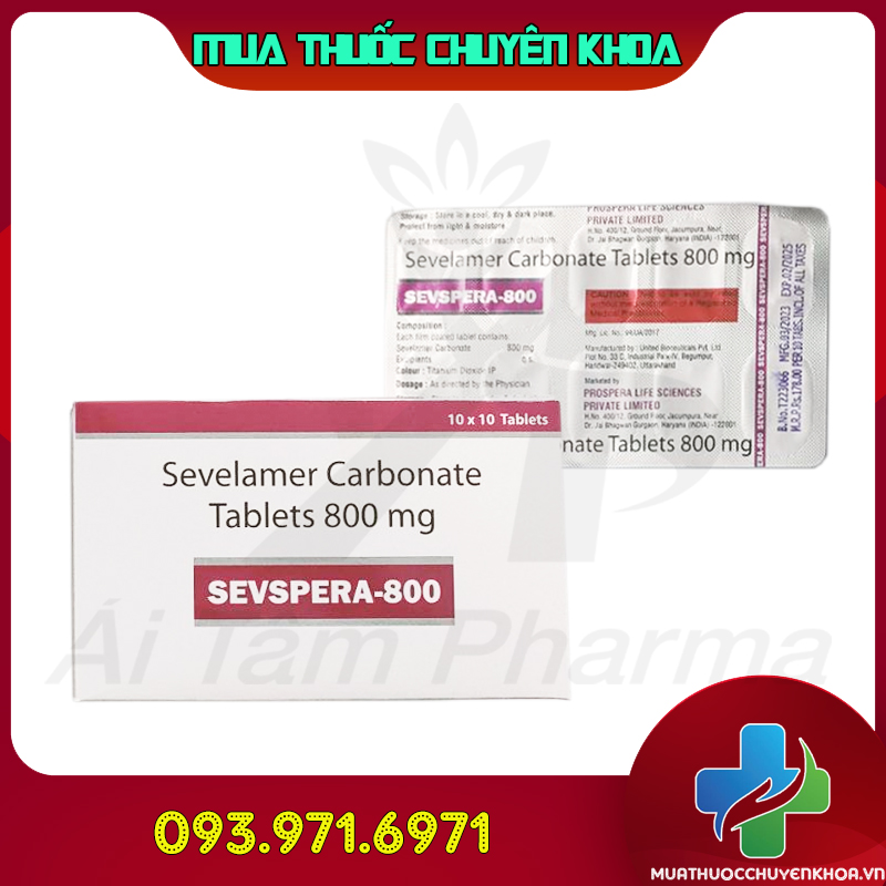 Thuốc SEVSPERA 800 (Sevelamer Carbonate) - Hạ Phospho Máu 1 Thuoc SEVSPERA 800